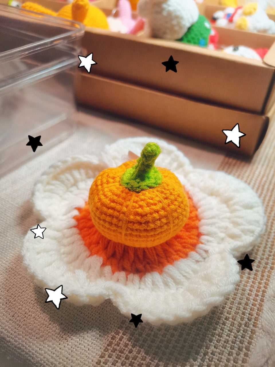 handmade crochect mat 、 pumpkin、hair clip